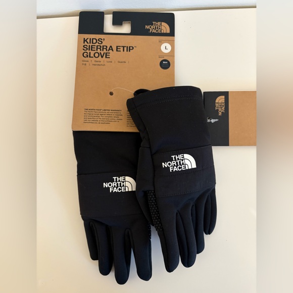 THE NORTH FACE Youth Sierra Etip Gloves in Black, Size Large, New with Tags - Picture 3 of 5